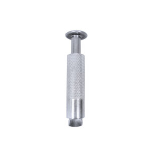 Ein zylindrischer Locher aus Edelstahl mit strukturiertem Griff, der zum Bohren von Löchern in Gürtel und andere Materialien konzipiert ist. Produkt: Versenkbare Bodenanker aus Edelstahl -12mm-.
